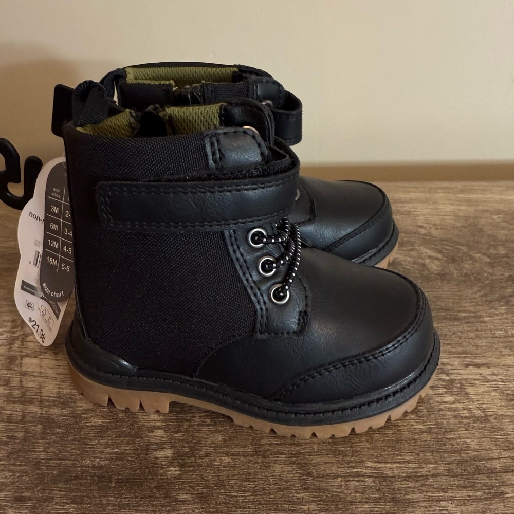 NEW Black Infant Toddler Boots Size 5 Unisex Wonder Nation